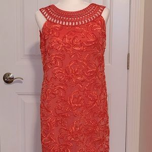 Sleeveless peach/orange colored dress.  Size 14